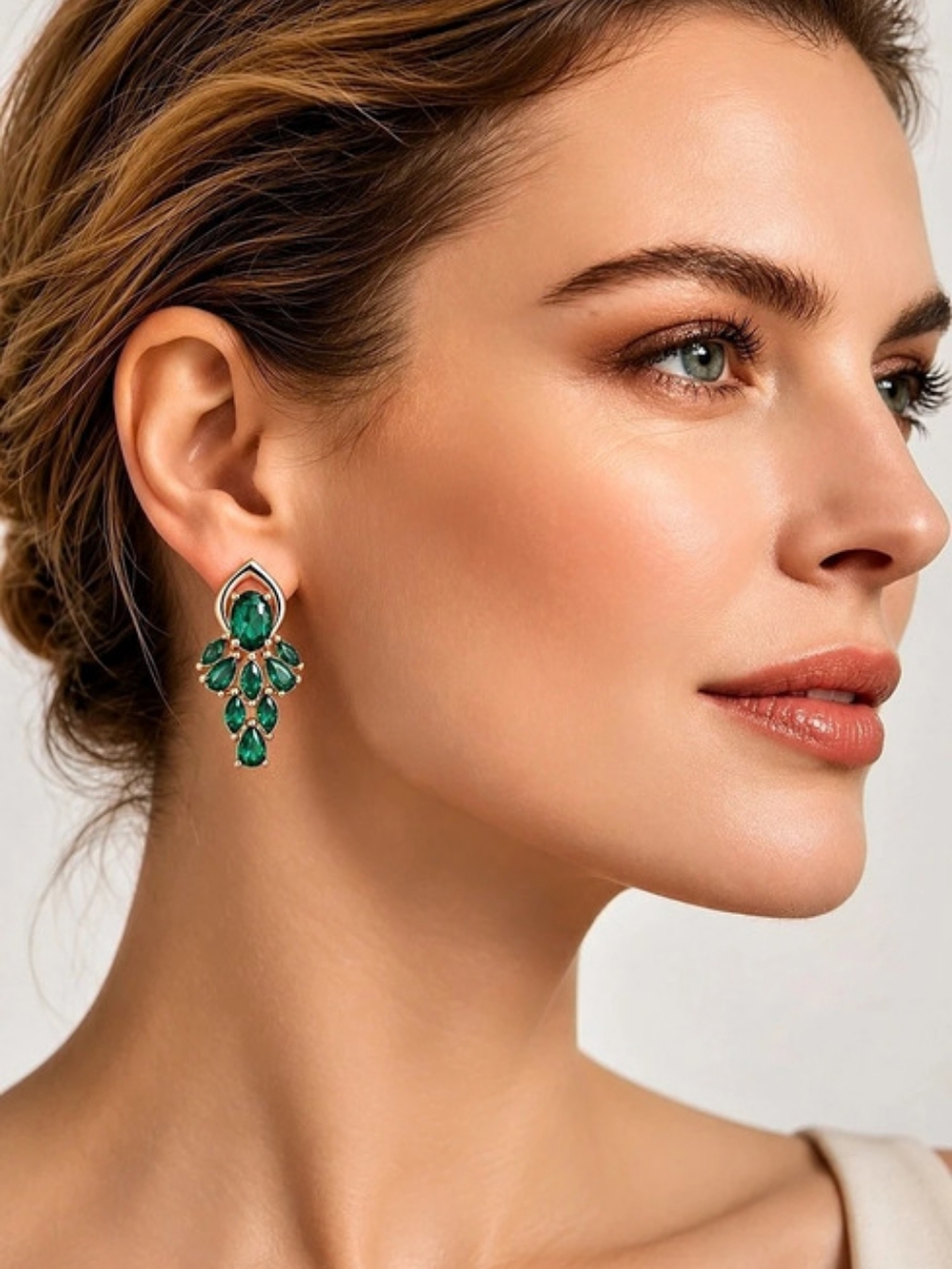 Green Zircon Rose Gold Plated Drop Earrings